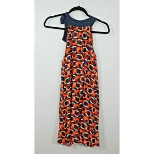 Unique Vintage Smak Parlour  Medium 6/8 Pleated Blue Orange Chain‎ Geometric